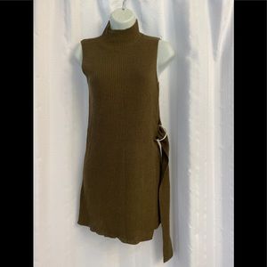 Moon River Women Military Green Knit Top/Dress Sleeveless Pullover Vest XS NWOT